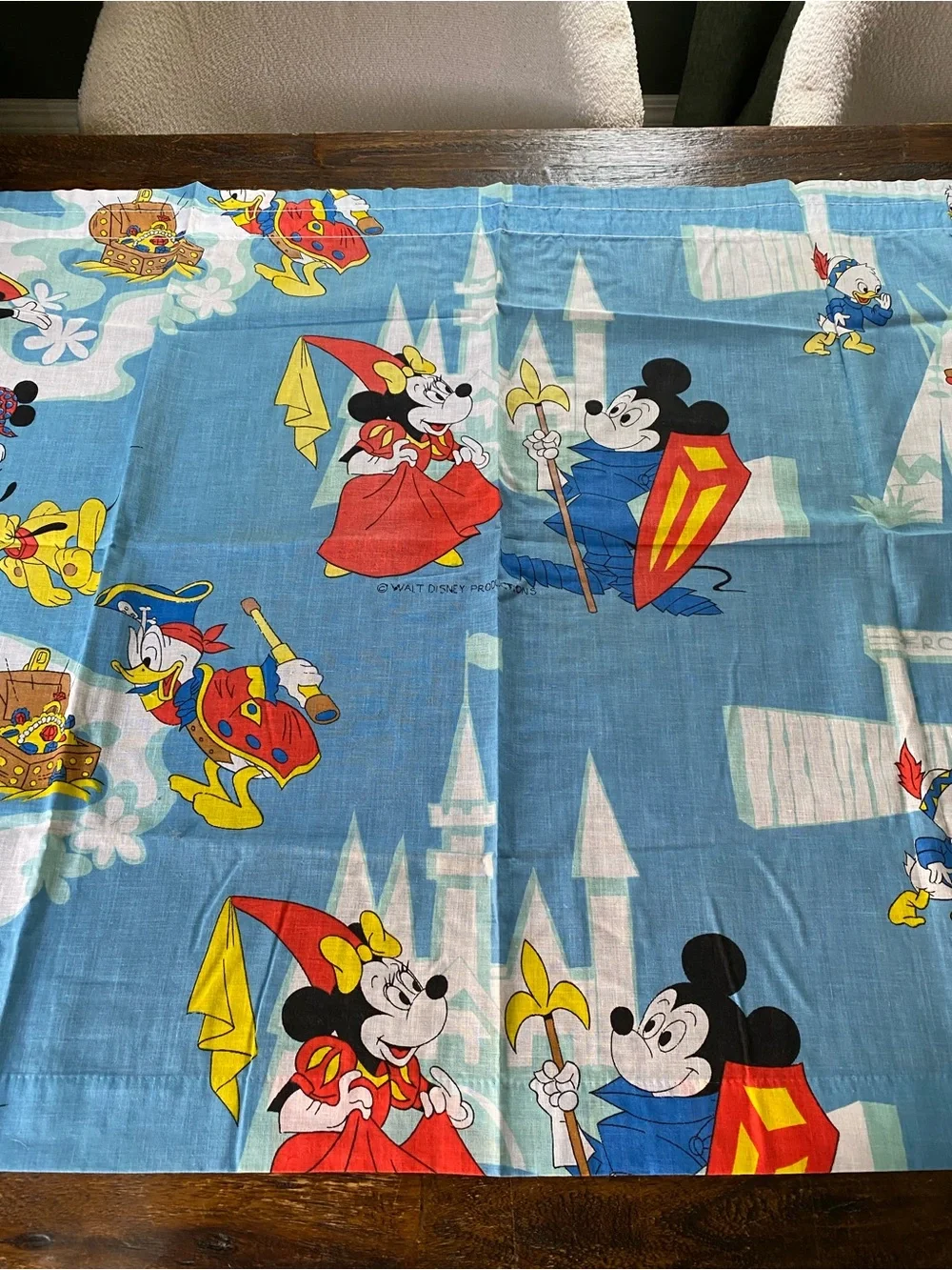 Vintage 1960s Set of 3 Walt Disney Mickey Mouse Disneyland Curtain Panels
